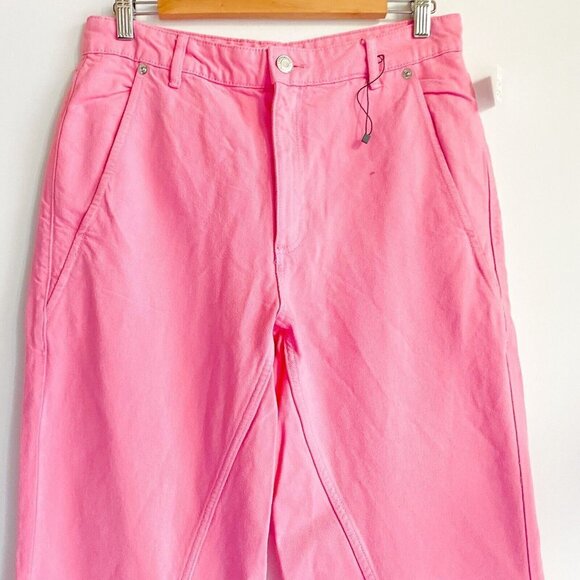 NWT ZARA Pink Super Wide Leg High Waist Jeans 8 - Picture 6 of 8